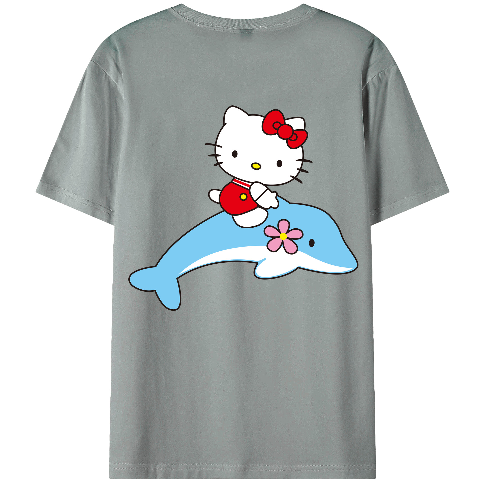 （画像用） Hello Kitty ハローキティ 綿100％ メンズ半袖Tシャツ（バックプリント） 通気性